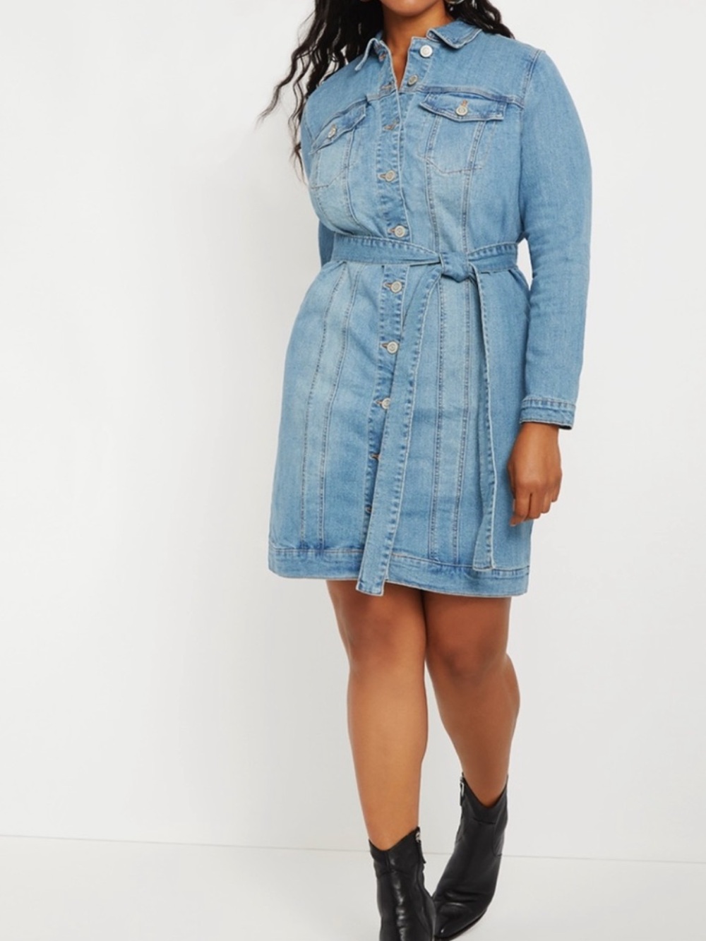 Eloquii Elements Medium-wash Denim Shirt Dress